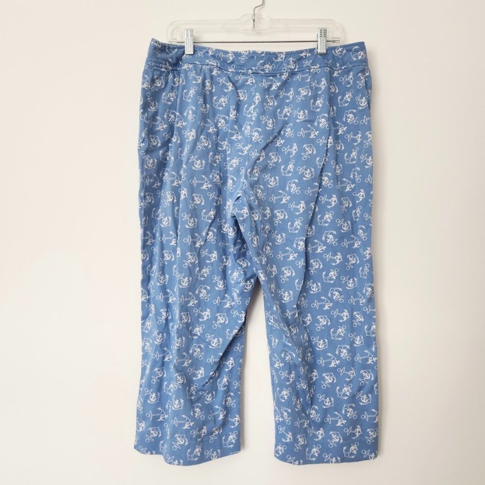 Vintage 90s Pendleton Anchor Print Pants Sz 14 Blue White Novelty Capri‎ Coastal - Picture 2 of 15
